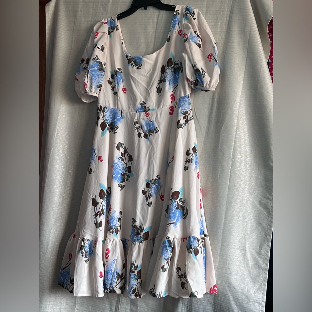 Square Neck Floral Dress